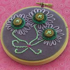 Polymer clay button flower embroidery