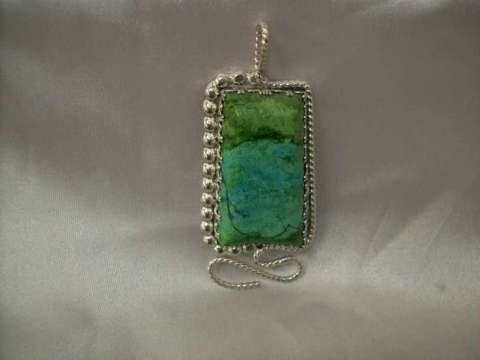 Green Apple Turquoise Pendant in Silver