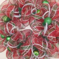 Red and Green Christmas Mesh Wreath