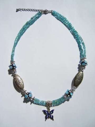 Chinese glass bead Necklace with adjustable links