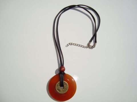 Semi Precious Carnelian Pendant with Chinese Antique coin