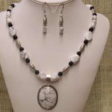 Howlite Necklace and Earrings