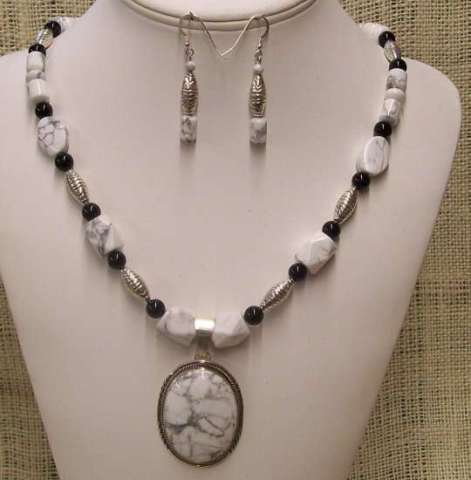 Howlite Necklace and Earrings