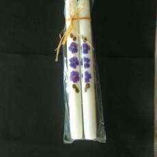 Pressed flowers on tapered candles