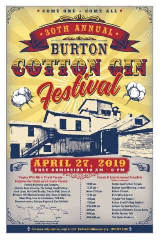 2019 Burton Cotton Gin Festival Poster