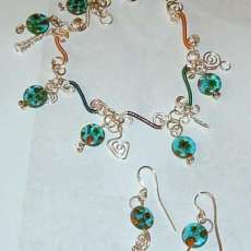 Blue Milifiori bracelet & Earrings
