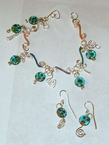 Blue Milifiori bracelet & Earrings
