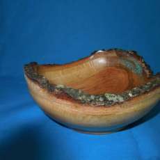 Natural EdgeOak Bowl with Kiss of Turqoise