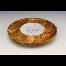 Zebrano Cheese Platter w/marble tile