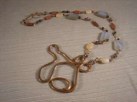Agate and jasper necklace with hand styled pendant