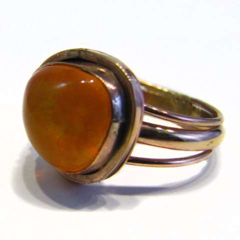 Honey Opal and Gold Filled Triple Shank Ring