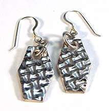 Textured Fine Silver Geometric Dangle Earrings
