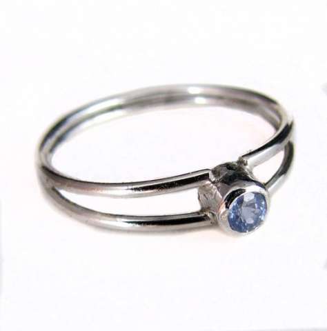 Natural Blue Sapphire and Sterling Silver Ring