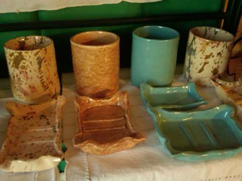 Assorted cups and soap dishes