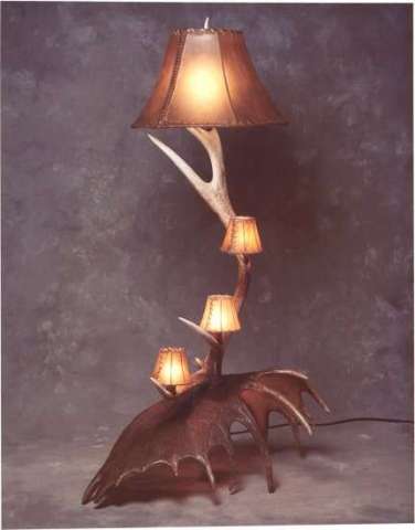 Elk and moose antler floor lamp