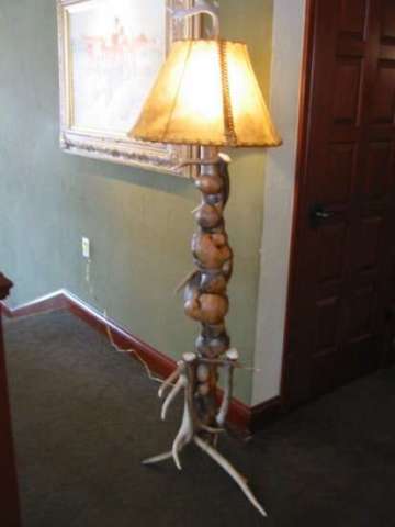 Burlwood antler floor lamp