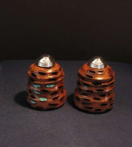 Banksia Salt & Pepper Shakers w/turquoise