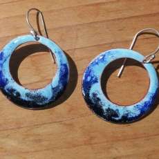 Ocean Blue Enameled Earrings on Copper/ SS earhooks