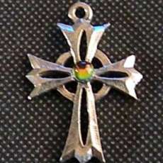 Pewter Cross and Crystal Pendant
