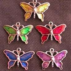 Enameled Butterfly Pendants