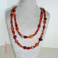 Red, Orange and Burgundy glass bead necklace