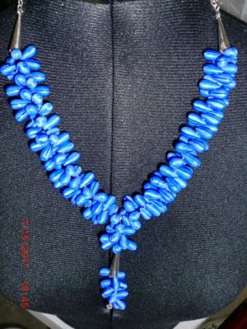 Blue Czech glass beads and Sterling Silver