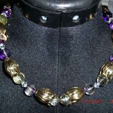 Faceted Ametrine beads in silver plate flowers