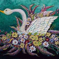 Swan with flowers