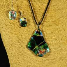 Fused Glass Pendant & Earring Set