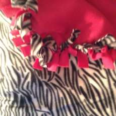 Zebra tied fleece blanket