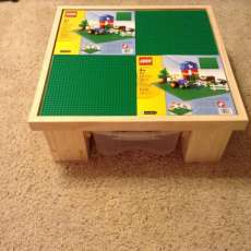 Lego Table With 4 Plates and Clear Storage Tray Underneath