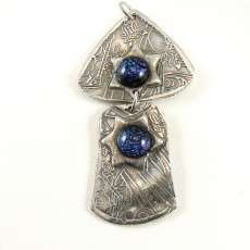 Blue glass Pendant Fine Silver Star Necklace