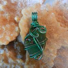 Wire Wrapped Green Sea Glass Pendant