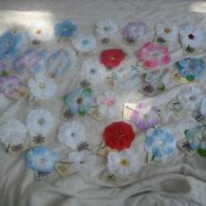 100 Assorted Random Mix Polyester Flower Bobby Pin/Felt/Beads