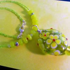 70s Flower Power & Love in this Lampwork Necklace