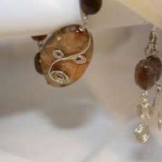 Brown Wire - Wrapped - Handmade Bracelet & Earrings