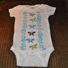 Hand painted whimiscal onesie 6 to 9 months