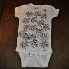 Hand Printed black and one onesie 6 to 9 months