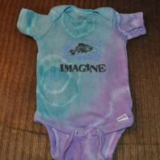 Hand Printed Multicolored Fish Onesie 3 to 6 months