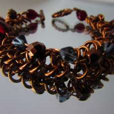 Faceted Glass Wire Wrapped Chain Link Bracelet