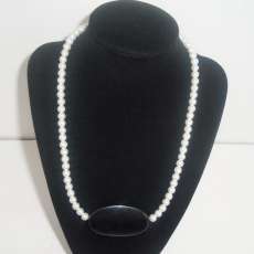 Black White Faux Pearl Statement Necklace