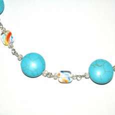 Turquoise Gemstone and Rainbow Crystal Necklace 23" Long
