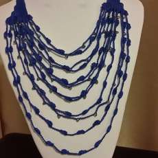 Handmade Crochet Blue & Sparkle Necklace