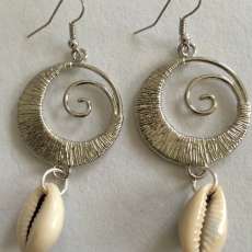 Silver Swirl Cowrie She'll Earrings