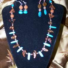 Dee's Designs 18" Turquoise and Mahogany Obsidian Necklace