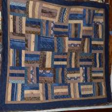 Brown and Blue Basket Weave Throw