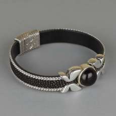 Leather Bracelet with Onyx