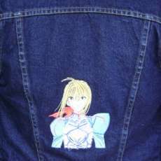 Embroidered Jean Jacket with Anime design