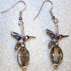 Hummingbird & Crystal Earrings - Item #E147