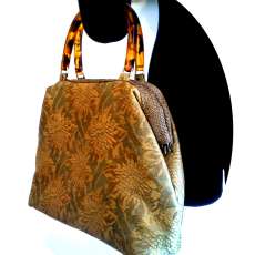 Carpetbag retro Mary Poppins Large Golden Floral Upholstery